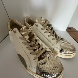 Dolce Vita Gold and Cream Sneakers